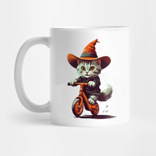 cat riding bicycle Mug